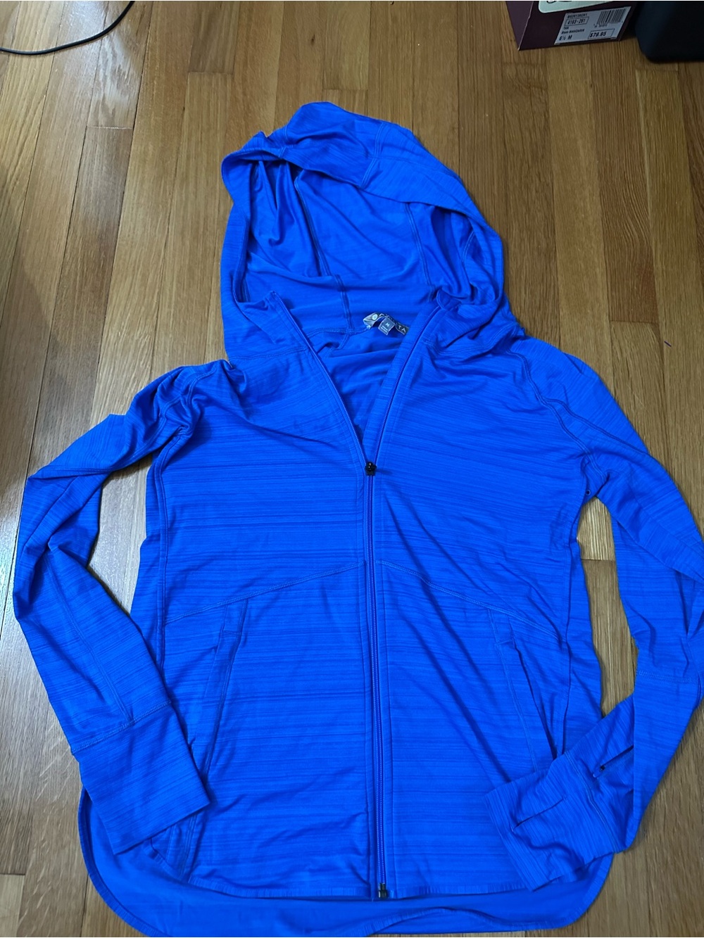 Athleta Bright Blue Hooded Zip Up Jacket Size Medium